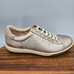 Ecco Shoes Womens 6 37 Metallic Leather Chase Lace Up Low Top Comfort Sneakers